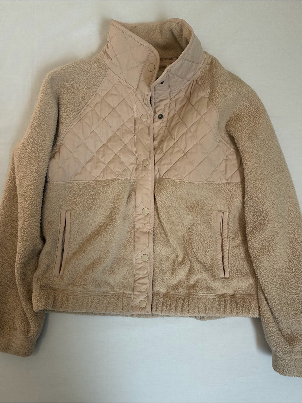Abercrombie & Fitch Light Taupe Sherpa-Lined Jacket